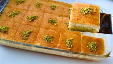 طريقة عمل بسبوسة بالقشطة